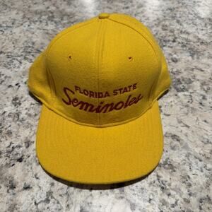 Vintage Florida State Seminole University Rare Yellow Wool Snap Back Hat